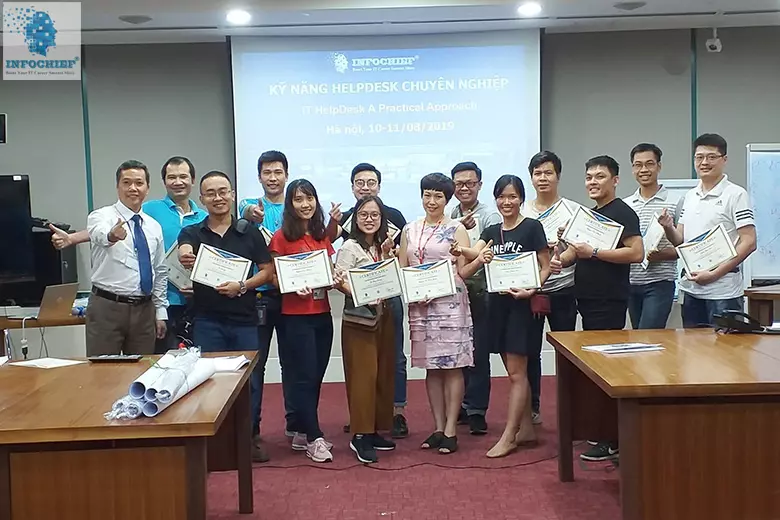 Bế giảng Khóa học Kỹ Năng HelpDesk Chuyên Nghiệp cho Trung Tâm Hỗ Trợ CNTT, TechcomBank Vietnam.